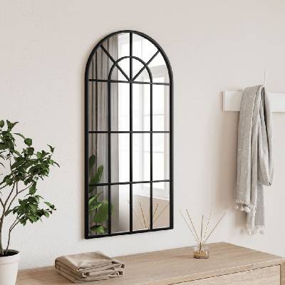vidaXL Стенно огледало, черно, 40x80 см, арка, желязо (358625)