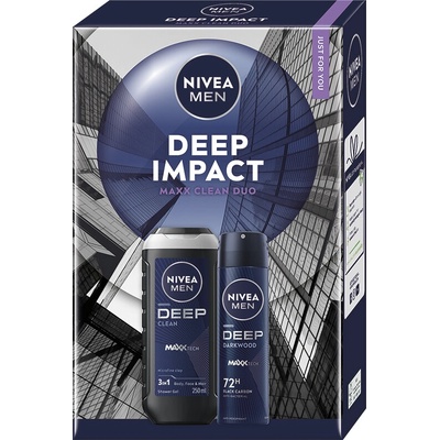 Nivea MEN Deep Impact sprchový gél 250 ml + deospray 150 ml darčeková sada