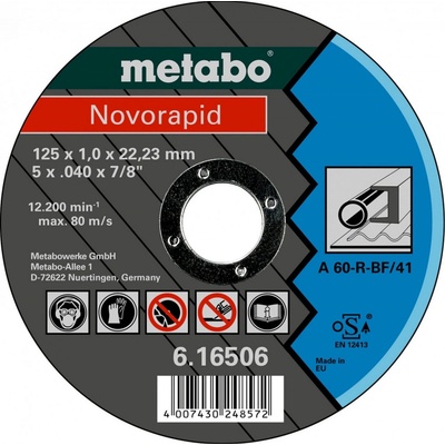Metabo Novorapid Rezný kotúč 125 x 1,0 x 22,23 mm, oceľ, TF 41 616506000