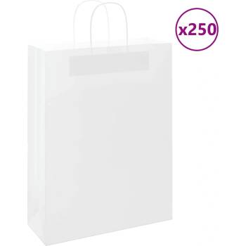 vidaXL Хартиени торбички 250 бр с дръжки бели 32x12x42 см (4101620)