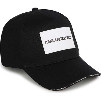 Karl Lagerfeld Детска памучна шапка с козирка Karl Lagerfeld в черно с апликация (Z30146.)
