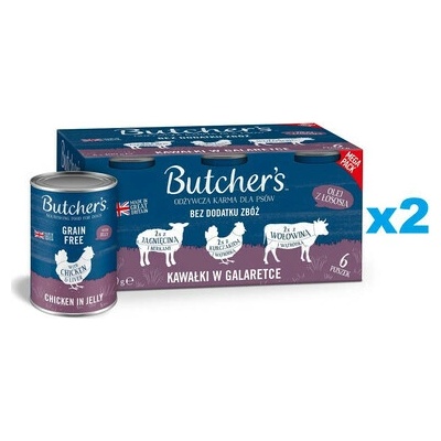 Butcher's Original Recipe in jelly Mix chutí s pečeňou alebo obličkami 12 x 400 g
