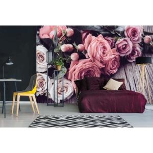 DIMEX ART Самозалепваща се флизелинова фототапета розови и бежови рози 375 x 250 см