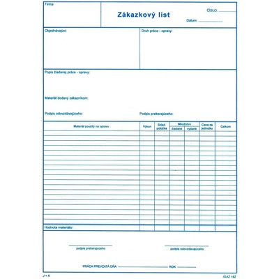 Igaz 162 Zákazkový list, A4, 100 listov