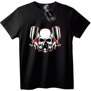 NOONEBRAND Тениска с Череп и Спрей Боя - S, Black