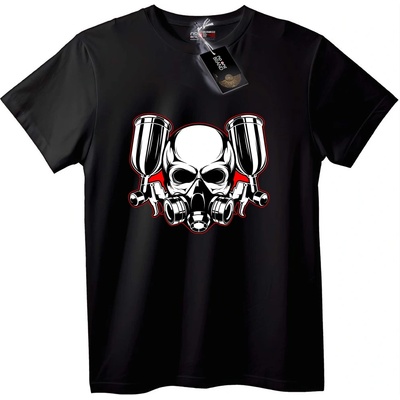 NOONEBRAND Тениска с Череп и Спрей Боя - S, Black