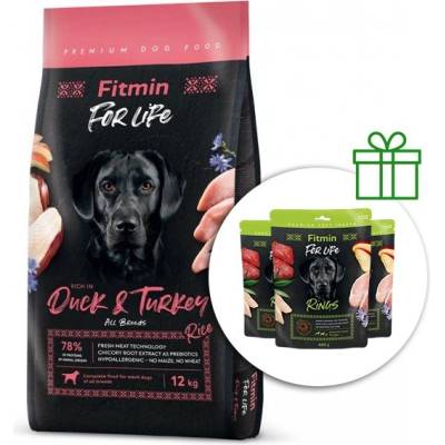 Fitmin dog For Life Duck & Turkey 12 kg + 3x Fitmin For Life Rings БЕЗПЛАТНО
