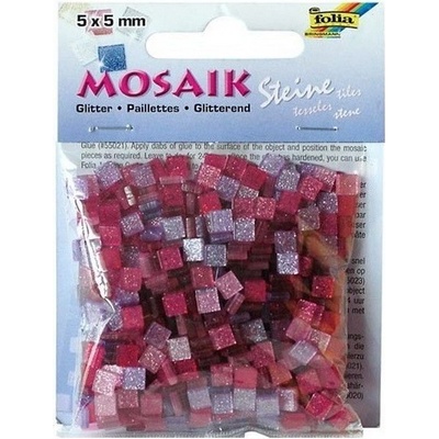 Folia Mozaikové kamienky trblietavé, 5 x 5 mm ružová