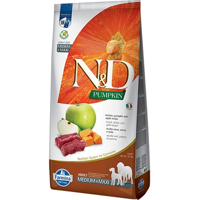 N&D Pumpkin Dog Adult Medium & Maxi Grain Free Venison & Apple 2 x 12 kg