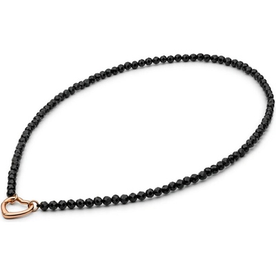 Gaura Pearls Stříbrný náhrdelník černý spinel, srdce 262-08 Černá