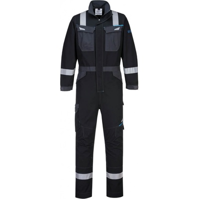 PortWest MODAFLAME WX3 FR503 Nehořlavá reflexní kombinéza Stretch černá