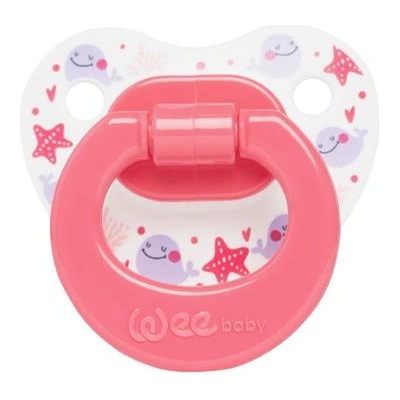 Wee Baby Ортодонтска залъгалка Wee Baby, 18+ m, розова с китчета (835)