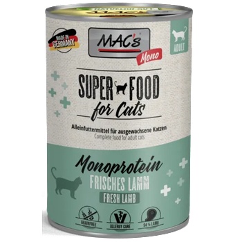 Image 1 of MAC's Mac’s Cat Adult Monoprotein GRAIN FREE, консерва за пораснали котки, БЕЗ ЗЪРНО, за капризни и чувствителни котки, с агне и моркови, 400 гр - Германия - 840VE