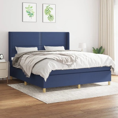 vidaXL Боксспринг легло с матрак, синьо, 160x200 см, плат (3131927)