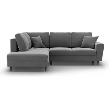 Cosmopolitan Design Светлосив кадифен разтегателен ъглов диван с място за съхранение (ляв ъгъл/L форма) Kyoto - Cosmopolitan Design (COS_LCF_L_2_F1_KYOTO8)