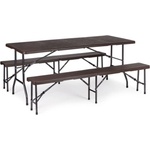 Bestent Кетъринг комплект маса + 2 пейки 180см дървена кафява (szk-180b 1 2pcs sbk-180 brown)