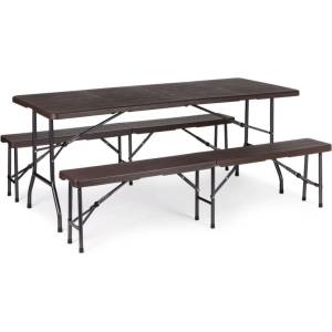 Bestent Кетъринг комплект маса + 2 пейки 180см дървена кафява (szk-180b 1 2pcs sbk-180 brown)