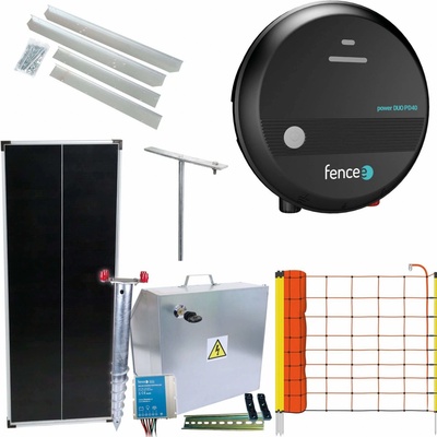 Expert sada solární ohradník - Kompletní bezpečnostní schránka + 4J zdroj, panel 100 W, síť ovce 90cm