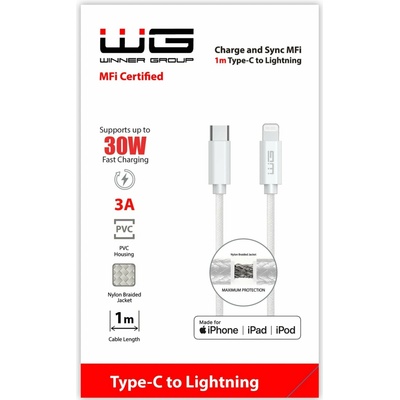 Winner WINKMFITYPCWH datový USB-C/Lightning, 1m, bílý