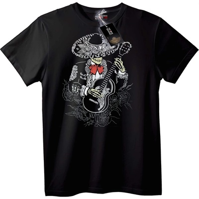 NOONEBRAND Тениска Череп мариачи китара - M, Black