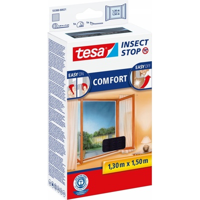 Tesa Síť proti hmyzu COMFORT, na okno, antracitová, 1,3m x 1,5m 55388-00021-00