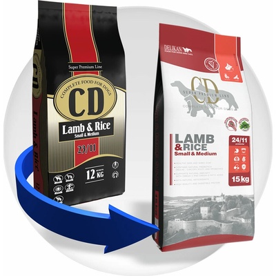 Delikan CD Adult Dog Small and Medium 23/11 Lamb and Rice 12 kg