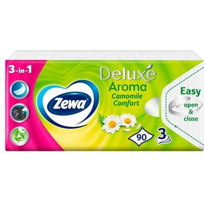 Zewa Deluxe 3-слойни Хартиени кърпички - Camomile Comfort 90бр (53664_)