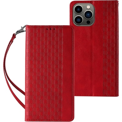 HQWear Калъф с отделение за карти с висулка/каишка Magnet Strap Case за iPhone 14 Plus, червен (9145576263587)
