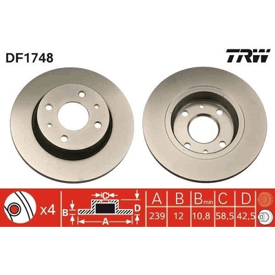 Brzdový kotúč (cena za 1ks) TRW DF1748