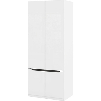 Мебели ДИМОВ Двукрилен гардероб Аляска МА1 бял гланц / графит 90 см