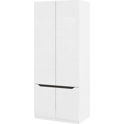 Мебели ДИМОВ Двукрилен гардероб Аляска МА1 бял гланц / графит 90 см