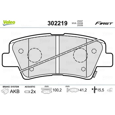 VALEO Sada brzdových platničiek kotúčovej brzdy 302219