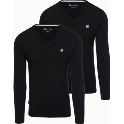 Ombre Set of men's longsleeves with V neckline and Logo 2-pack