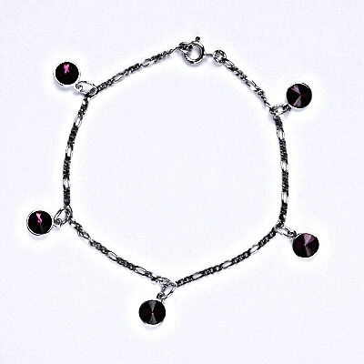 Čištín stříbrný se Swarovski krystaly amethyst kolečka R 1336