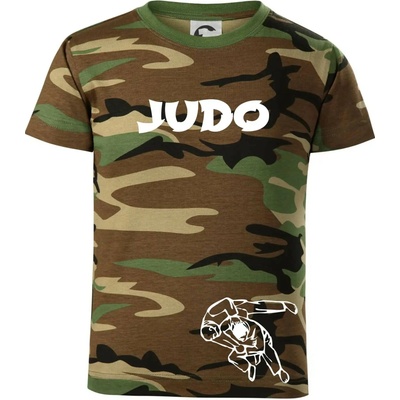 Judo nápis postavy dětské maskáčové triko hnědý maskáč