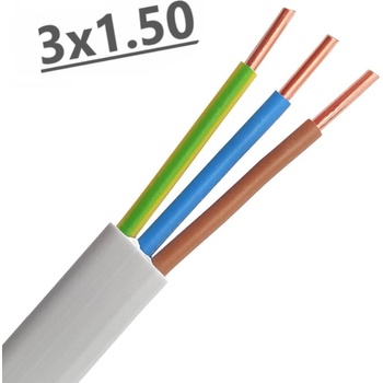 UltraLux Плосък безмостов кабел 3x1.5 mm2 (ПВВ-Б1); 220/380V (няма)
