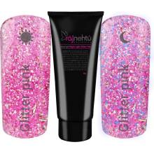 Ráj nehtů Akryl gel v tubě Night Light Glitter Pink 30 g