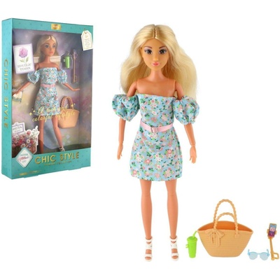 Teddies Bábika Anlily v kvetinových šatách kĺbová s doplnkami 30cm