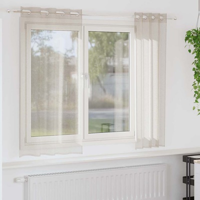 vidaXL Перде от воал С завеси 2 pcs Пясък 175 x 140 см Полиестер (4107993)