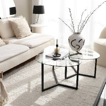 Image 1 of ASIR GROUP К-кт 2x Масичка за кафе BELLISIMO черен/прозрачен (AS1619)