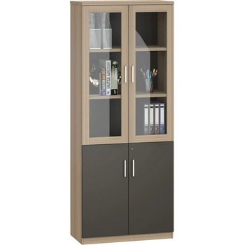 RFG Шкаф Milano RFG, 800 х 400 х 2000 mm, със стъклени врати, светъл дъб и сиво