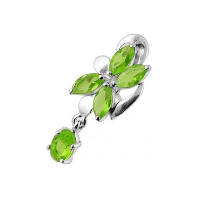 Šperky4U stříbrný piercing do pupíku světle zelené zirkony BP01281-G