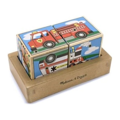 Melissa & Doug - Дървени музикални кубчета - Превозни средства (11272)