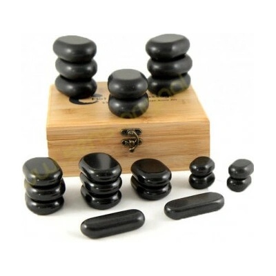 Fabulo Masážne lávové kamene Fabulo, 22ks + bambusová škatuľa