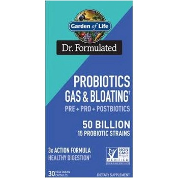 Garden of Life Dr. Formulated Probiotics Gas & Bloating | 50 Billion ~ 15 Probiotic Strains [30 капсули]