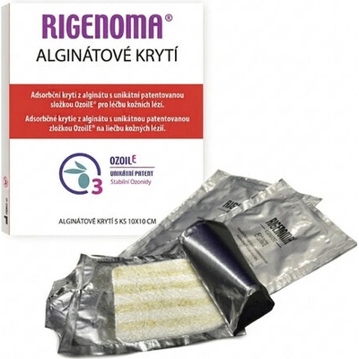 RIGENOMA Alginátové krytie s OzoilE 10 x 10 cm 1 x 5 ks