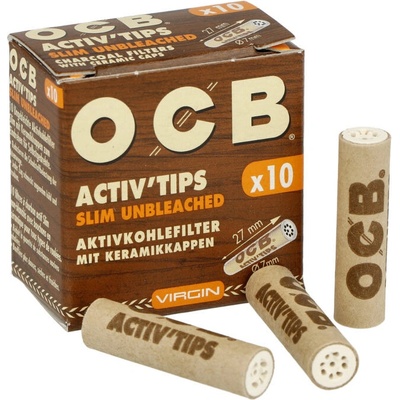 OCB cigaretové filtry virgin activ tips slim 7 mm charcoal 10 ks