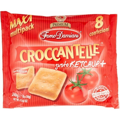 Damiani slané snacky v tvare focaccie s príchuťou kečupu 8 x 30 g