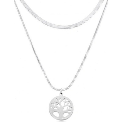 Biju Řetízek z chirurgické oceli-dvojřadý, lesklý se stromem života 3001485