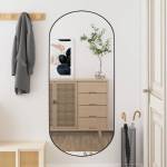 vidaXL Стенно огледало 45x100 см стъкло овално (350458)